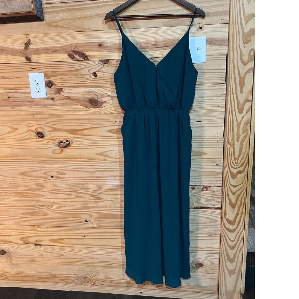 Betsey's Boutique Wavy Textured Wrap Top Midi Dress Teal Green Women's Medium - Picture 5 of 6